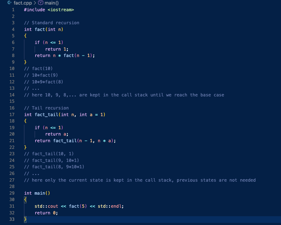 tail call optimization